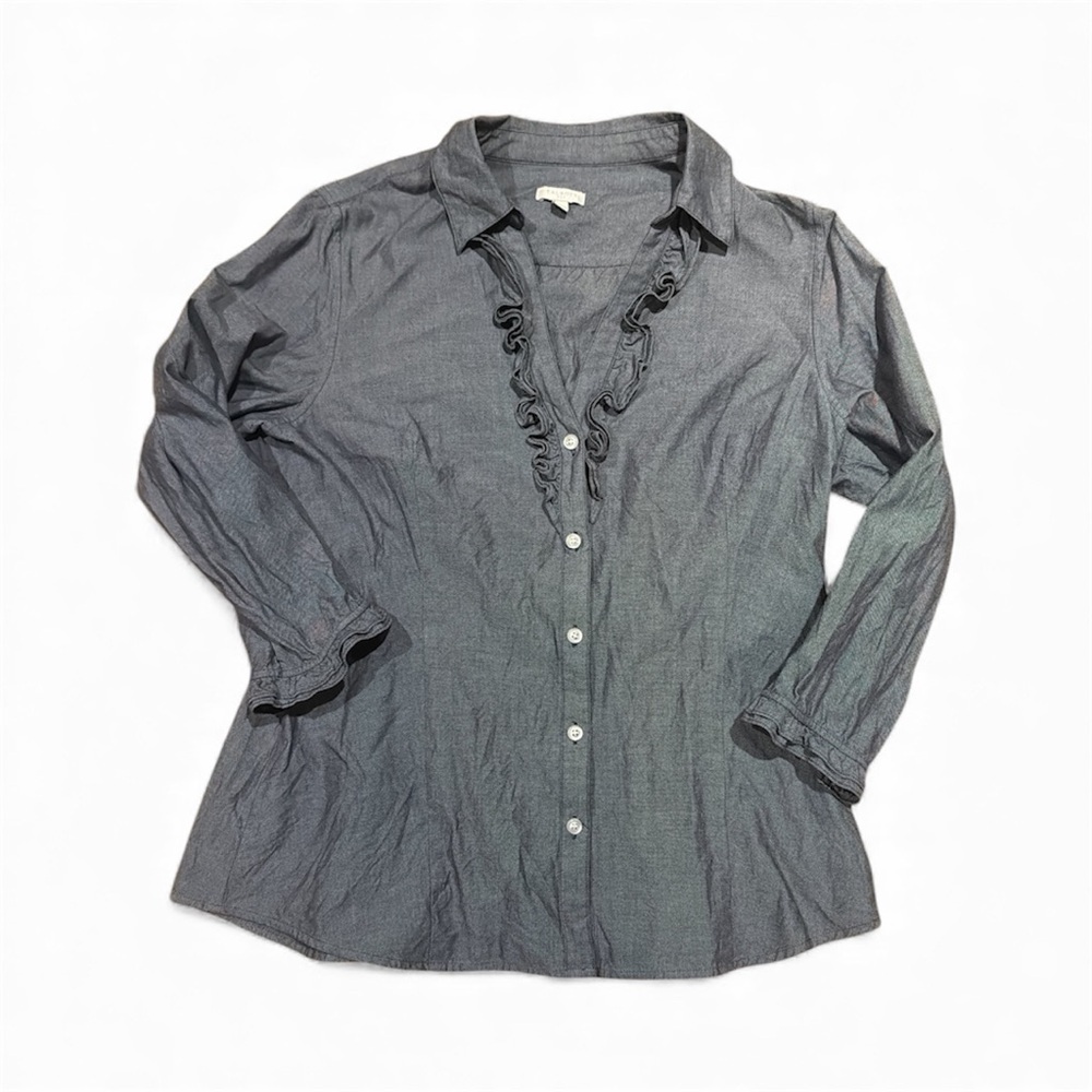 Talbots ruffle front blouse